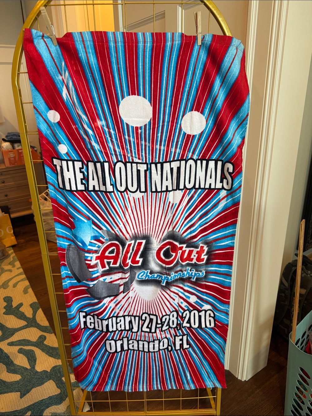 All Out 2016 Orlando  Towel new in Red & Blue 47 inches